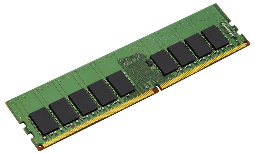 Ein grüner RAM-Speicherstick mit schwarzen Chips zur Erweiterung der Computer-Arbeitsspeicherkapazität.