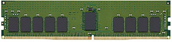 Ein grüner RAM-Riegel mit acht schwarzen Speicherchips, typisches Computermodul für vorübergehende Datenverarbeitung.