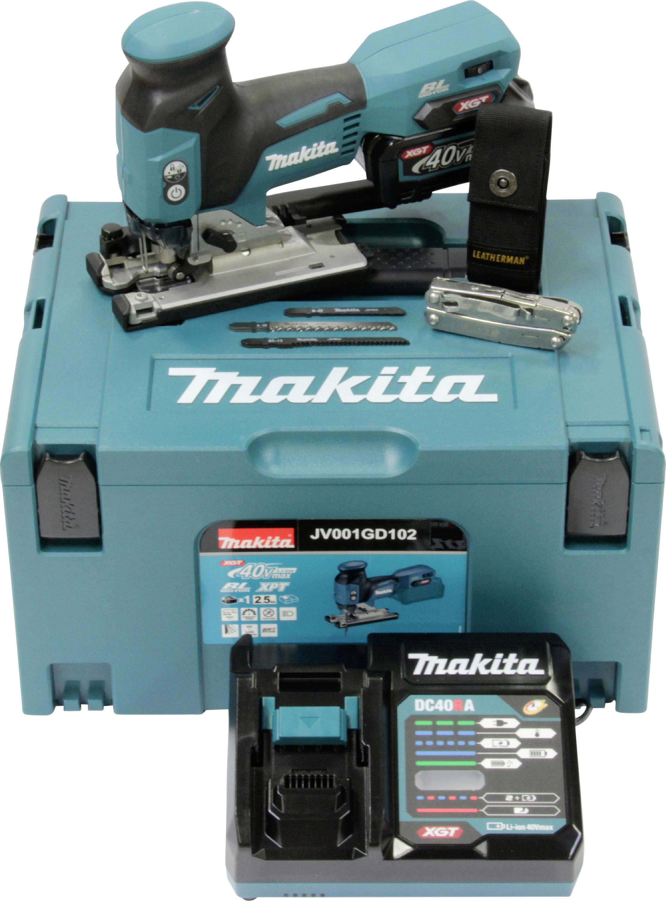 Makita JV001GD102 Sticksåg Batteridriven JV001GD102 borstfri, inkl. 1x batteri 40 V 2.5 Ah