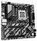 Abbildung eines Computer-Motherboards mit mehreren Anschlüssen, Steckplätzen und Komponenten für Prozessor, RAM und Erweiterungskarten.