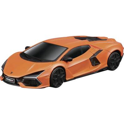 Ein oranges Sportcoupé mit modernen, aerodynamischen Linien und schwarzen Felgen steht seitlich.