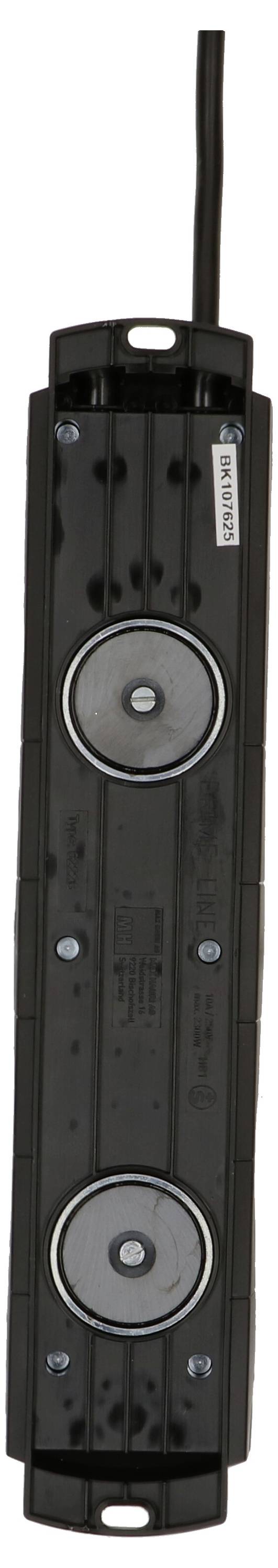 Schwarzer RFID-Leser in rechteckiger Form mit zwei runden Sensoren und einem Kabel auf der Oberseite.