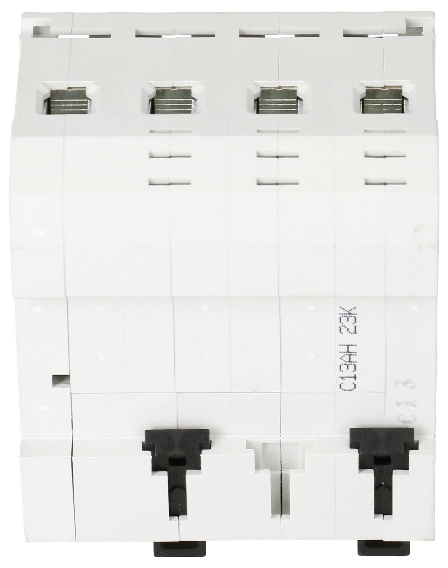 Ein dreipoliger Sicherungsautomat mit weißen Gehäuse, der zur Absicherung und Steuerung elektrischer Leitungen dient.