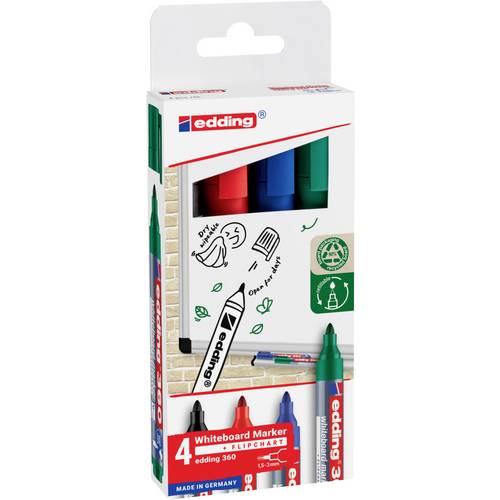 Edding 4-360-4-2 Whiteboardmarker Set Schwarz, Blau, Rot, Grün 1 St.