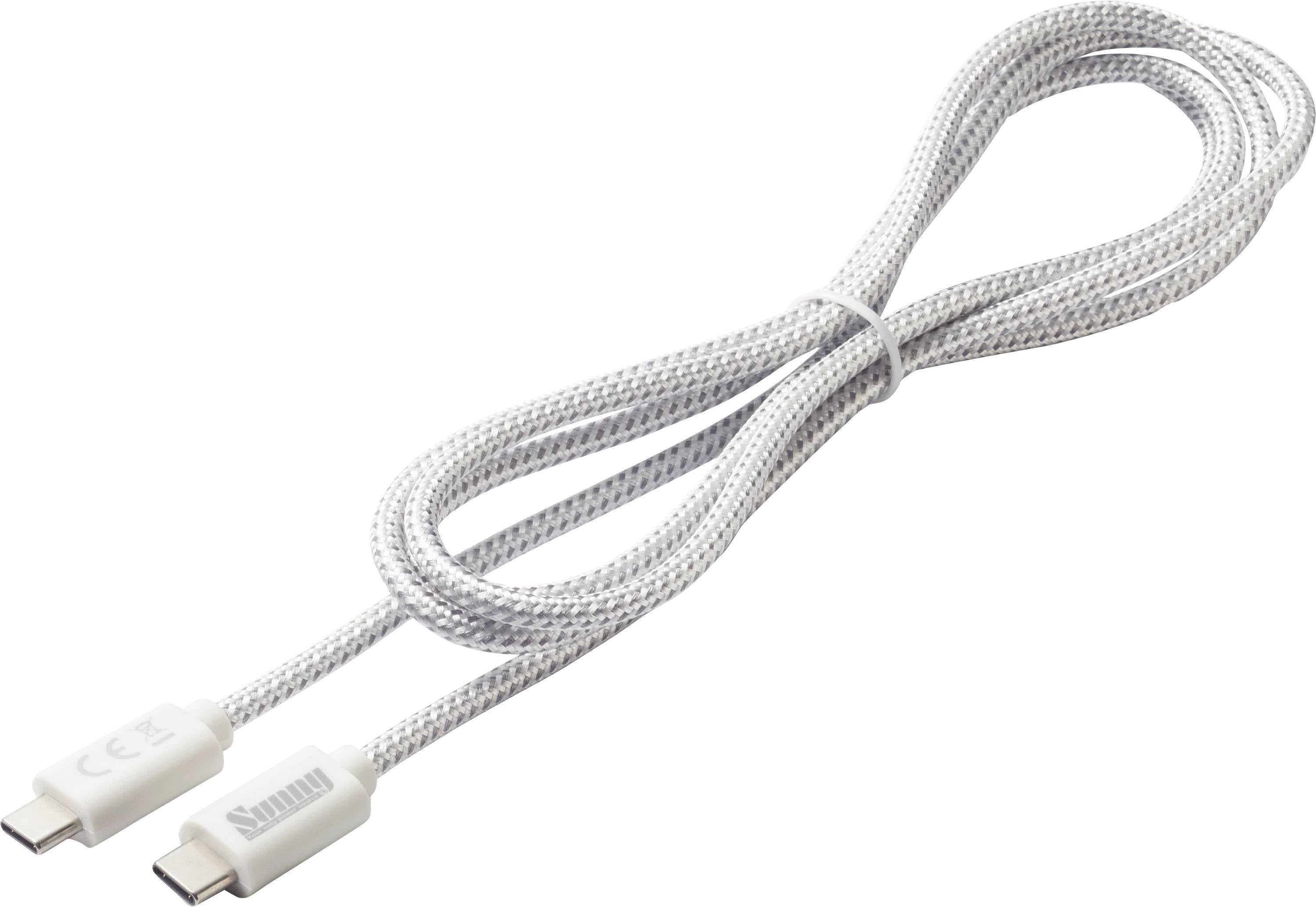 Dehner Elektronik USB-C® Kabel USB 2.0 USB-C® Stecker 1.5 m Weiß Flexibel Power cable (USB-C to USB-C)