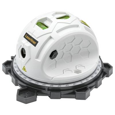 Ein weißes, kuppelförmiges Gerät mit der Aufschrift 'Laserliner', verwendet zur Winkelmessung, auf einer schwarzen, skalierten Basis.