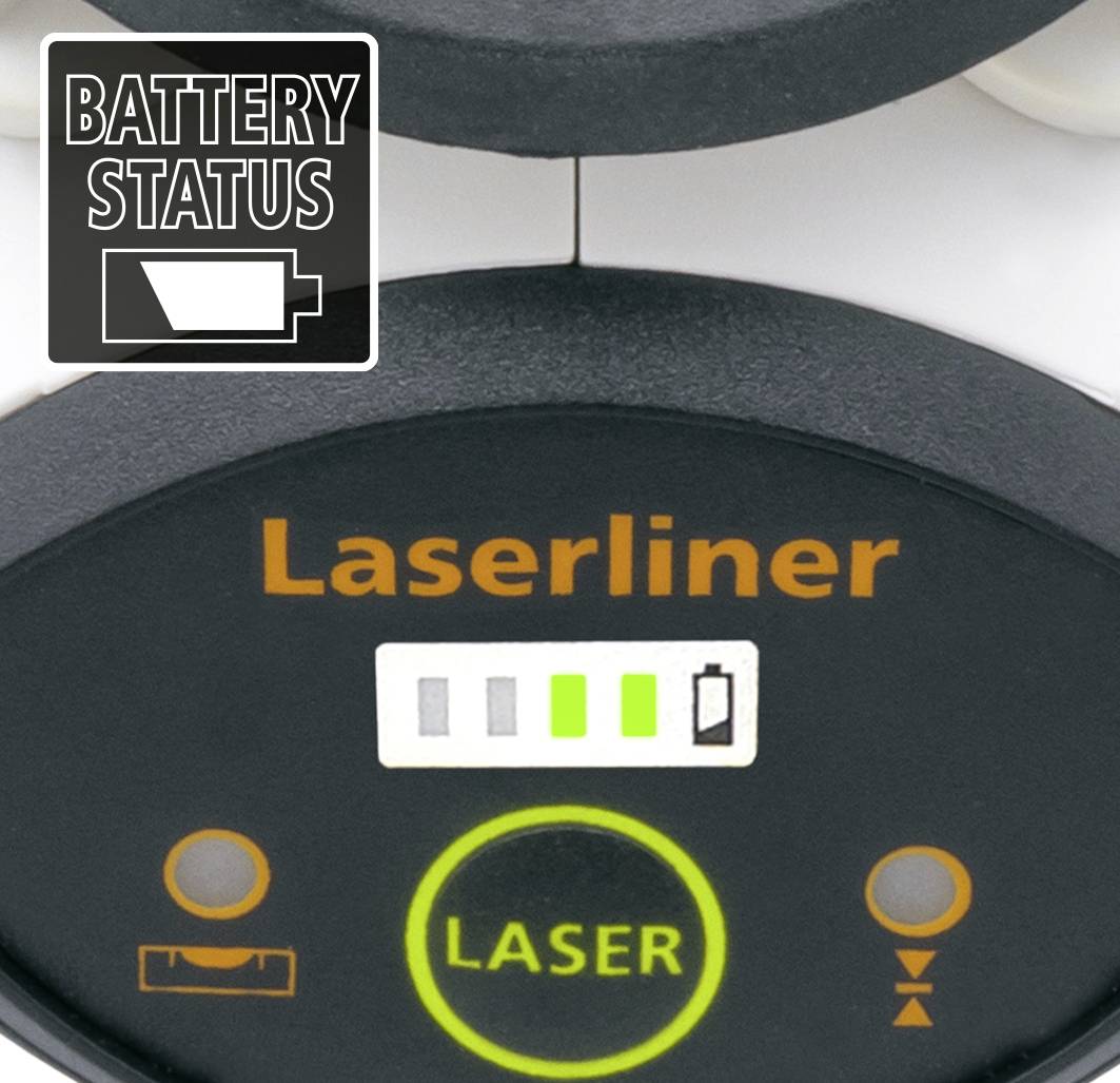 Batteriestatusanzeige eines Geräts zeigt drei grüne Balken an, was einen mittleren Ladestand bedeutet.