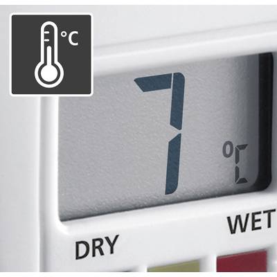 Digitaler Thermostat zeigt '7°C', mit Symbol für Temperatur oben links.