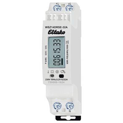 Ein Elektrizitätszähler der Marke Eltako zeigt einen Zählerstand von '000191' an. Oben und unten sind Anschlussklemmen sichtbar.