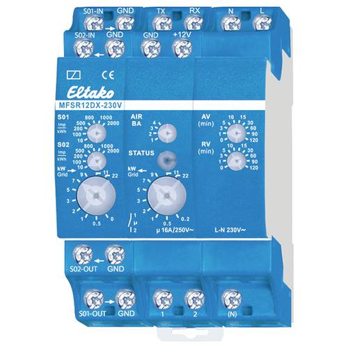 Eltako 22100530 MFSR12DX-230V Multifunktions-Strom-Relais 230 V/AC 1 St. Zeitbereich: 0.1 - 14400 s 1 Schließer