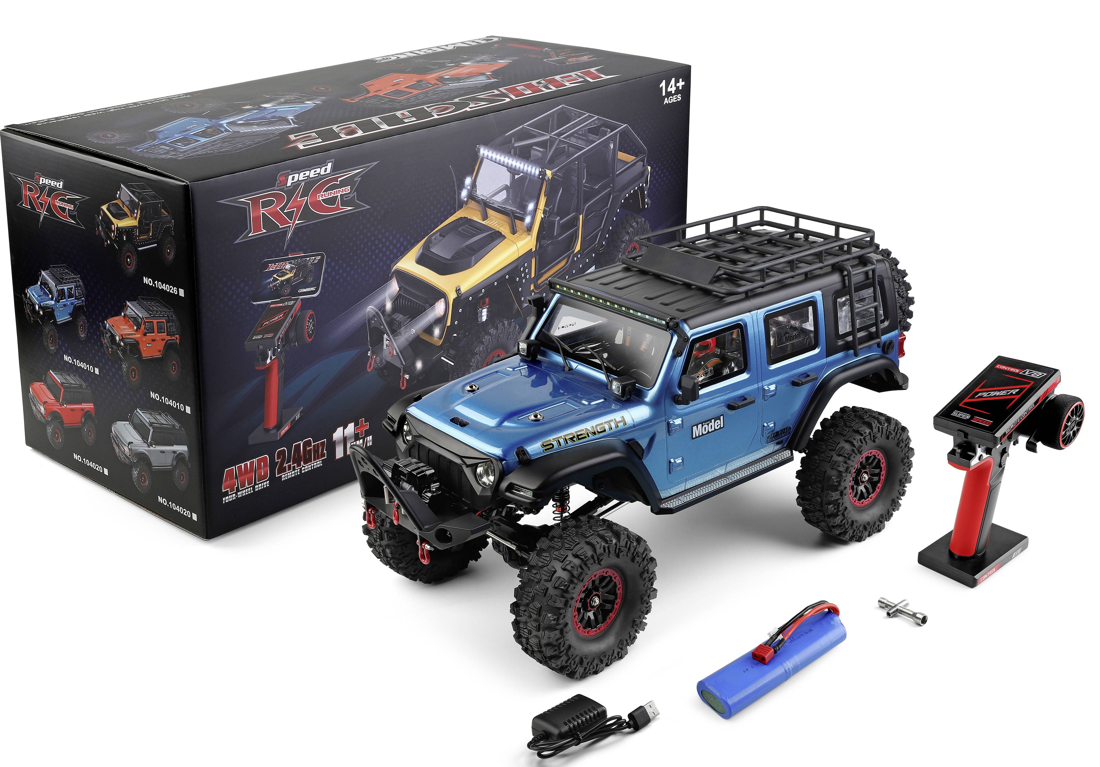 WL Toy Blau (metallic) Brushed 1:10 RC Modellauto Elektro Crawler Allradantrieb (4WD) RtR 2,4 GHz Inkl. Akku und Ladeger-1