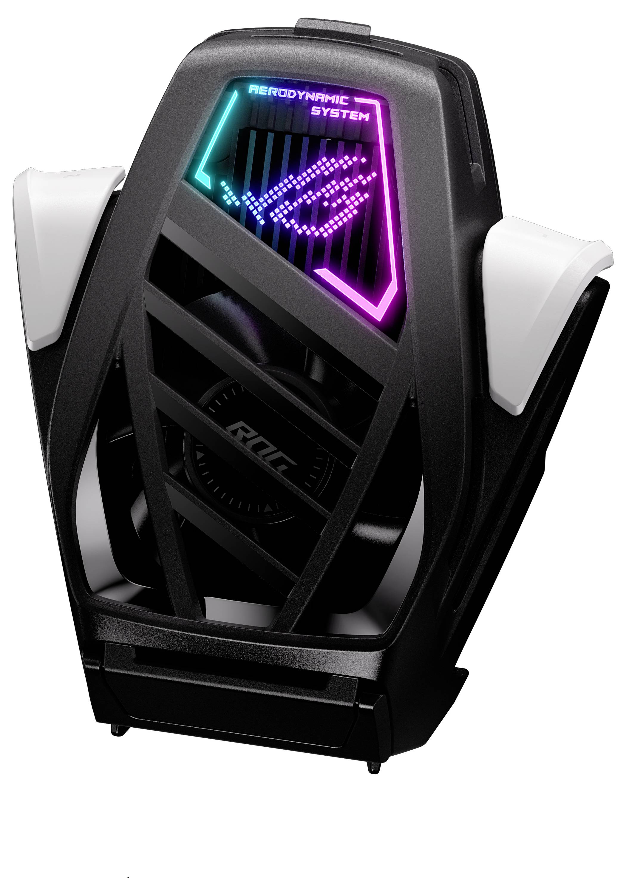 Externer Lüfter mit RGB-Beleuchtung, entworfen für Gaming-Laptops. Erhöht die Kühlung und optimiert die Leistung des Systems.