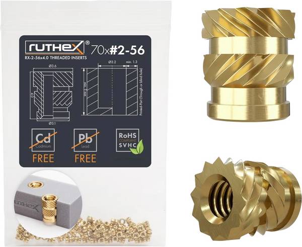 ruthex Gewindeeinsatz Passend für (3D Drucker): Creality CR-10 RX-2-56x4 GE-2-56x4-001
