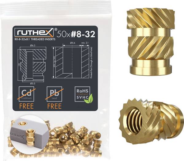 ruthex Gewindeeinsatz Passend für (3D Drucker): PLA-taugliche Geräte RX-8-32x8.1 GE-8-32x81-001