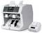 Eine professionelle Geldzählmaschine mit digitalem Display und Bedienfeld. Daneben ein kleinerer Drucker zur Ausgabe von Ergebnissen.