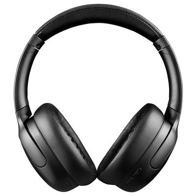 Schwarzer Over-Ear-Kopfhörer mit gepolstertem Kopfband und Ohrmuscheln, oft verwendet für Musik oder Gaming.