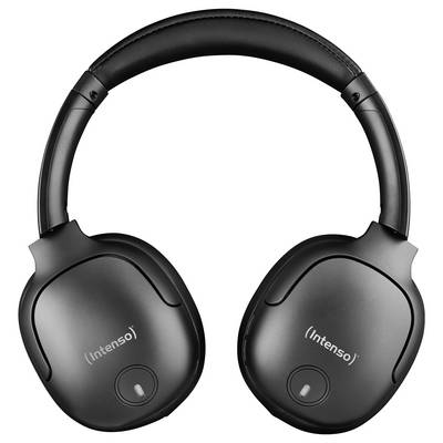 Schwarze Over-Ear-Kopfhörer der Marke Intenso, mit gepolstertem Kopfband. Ideal für Musik- und Medienwiedergabe.