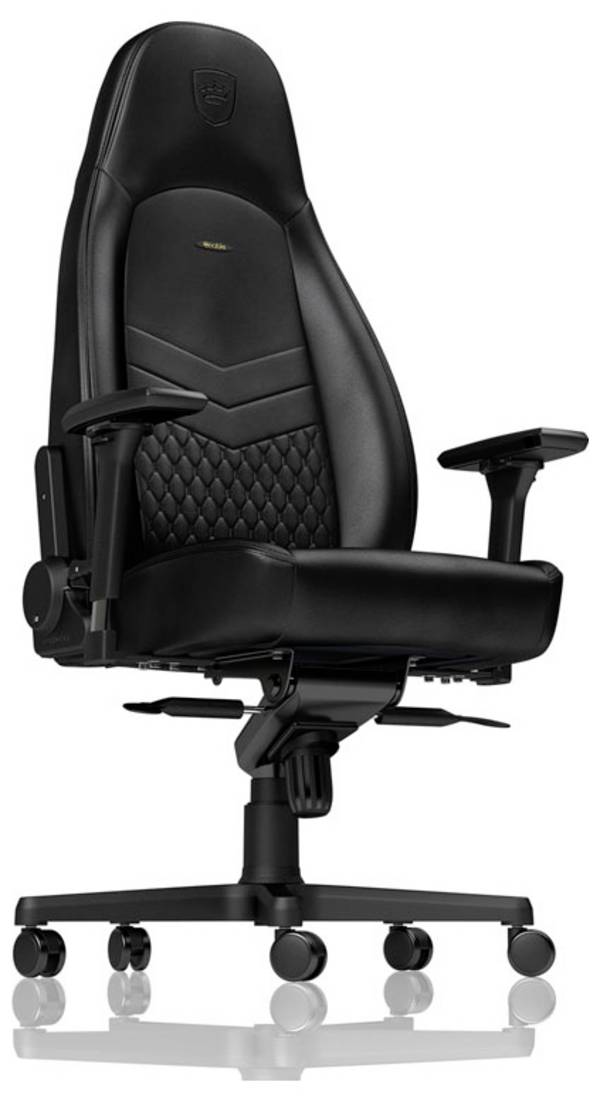 Noblechairs noblechairs ICON Echtleder Gaming Stuhl - schwarz/schwarz Gaming-Stuhl Schwarz