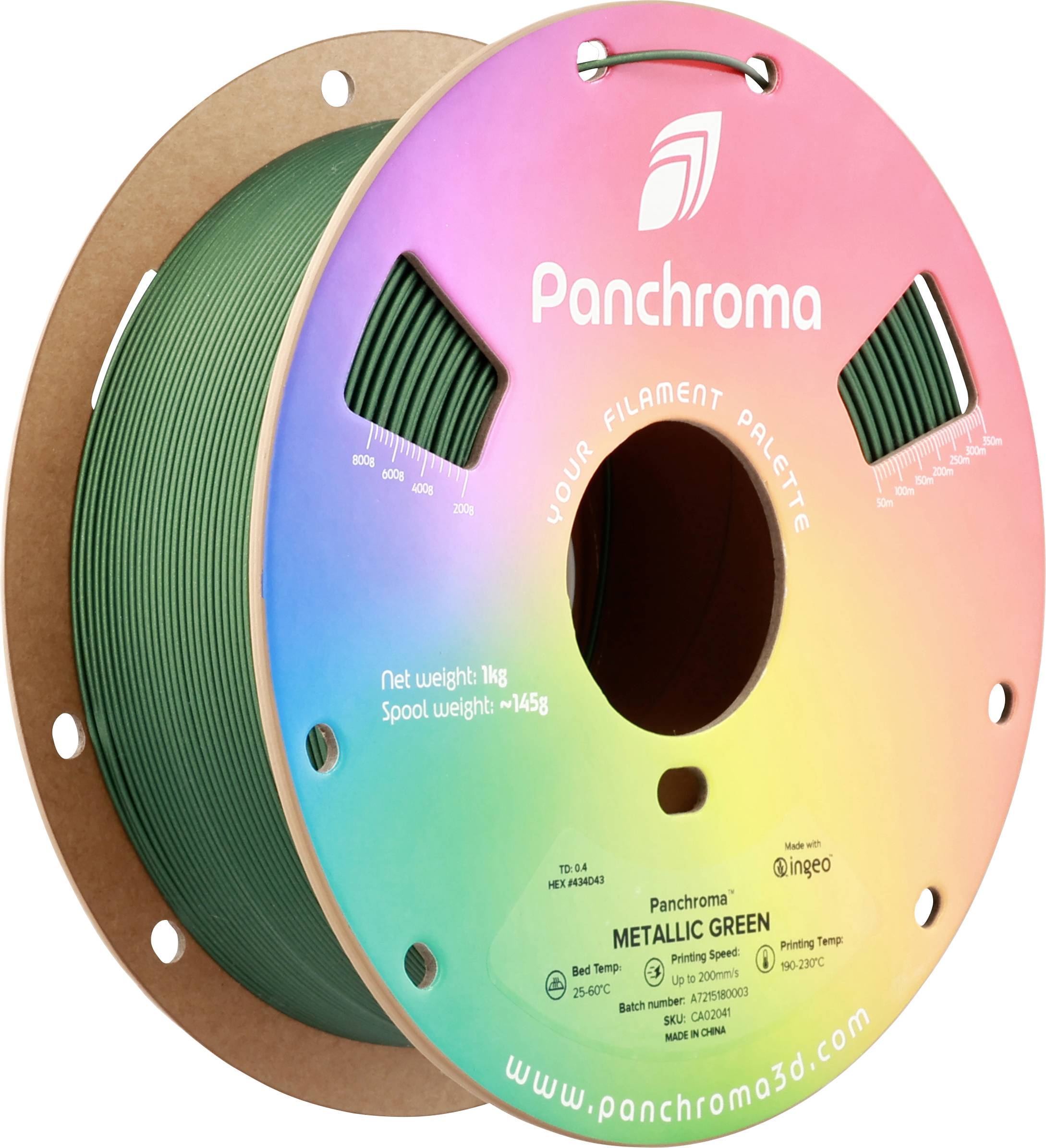 Polymaker CA02041 Panchroma™ Metallic Filament PLA kunststof Meerkleurig 1.75 mm 1000 g Groen, Metallic 1 stuk(s)