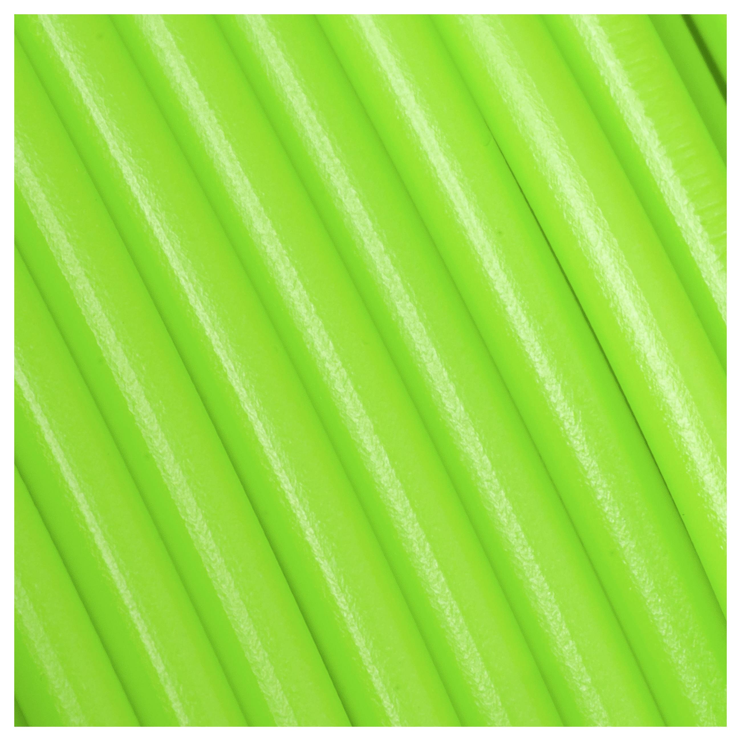 Grüne, diagonale Rillen auf einer glatten Oberfläche.
