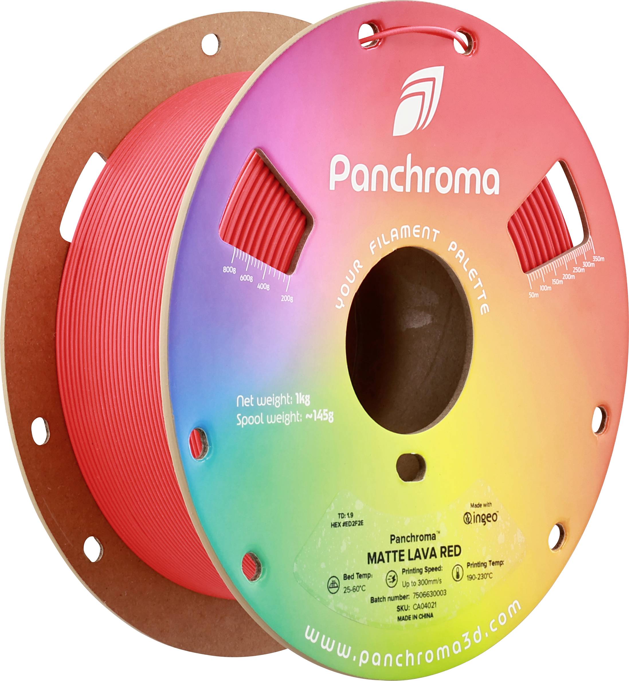Polymaker CA04021 Panchroma™ Matte Filament PLA kunststof Mat, Gering kunststofgehalte 1.75 mm 1000 g Lava Red, Rood 1 stuk(s)