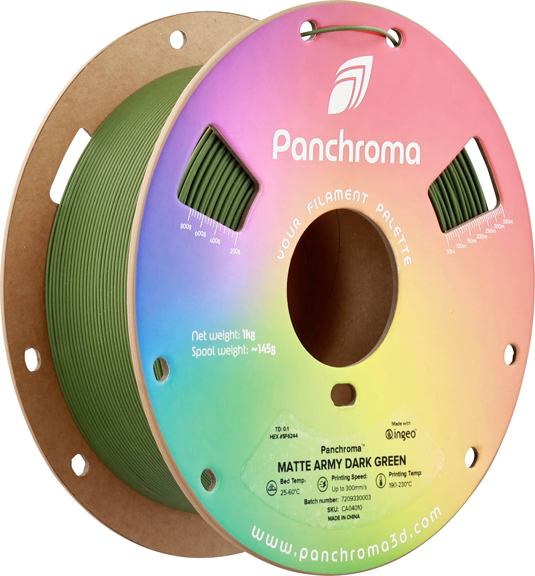 Polymaker CA04010 Panchroma™ Matte Filament PLA Matt, geringerer Kunststoffgehalt 1.75 mm 1000 g Army Dark Green, Grün 1...