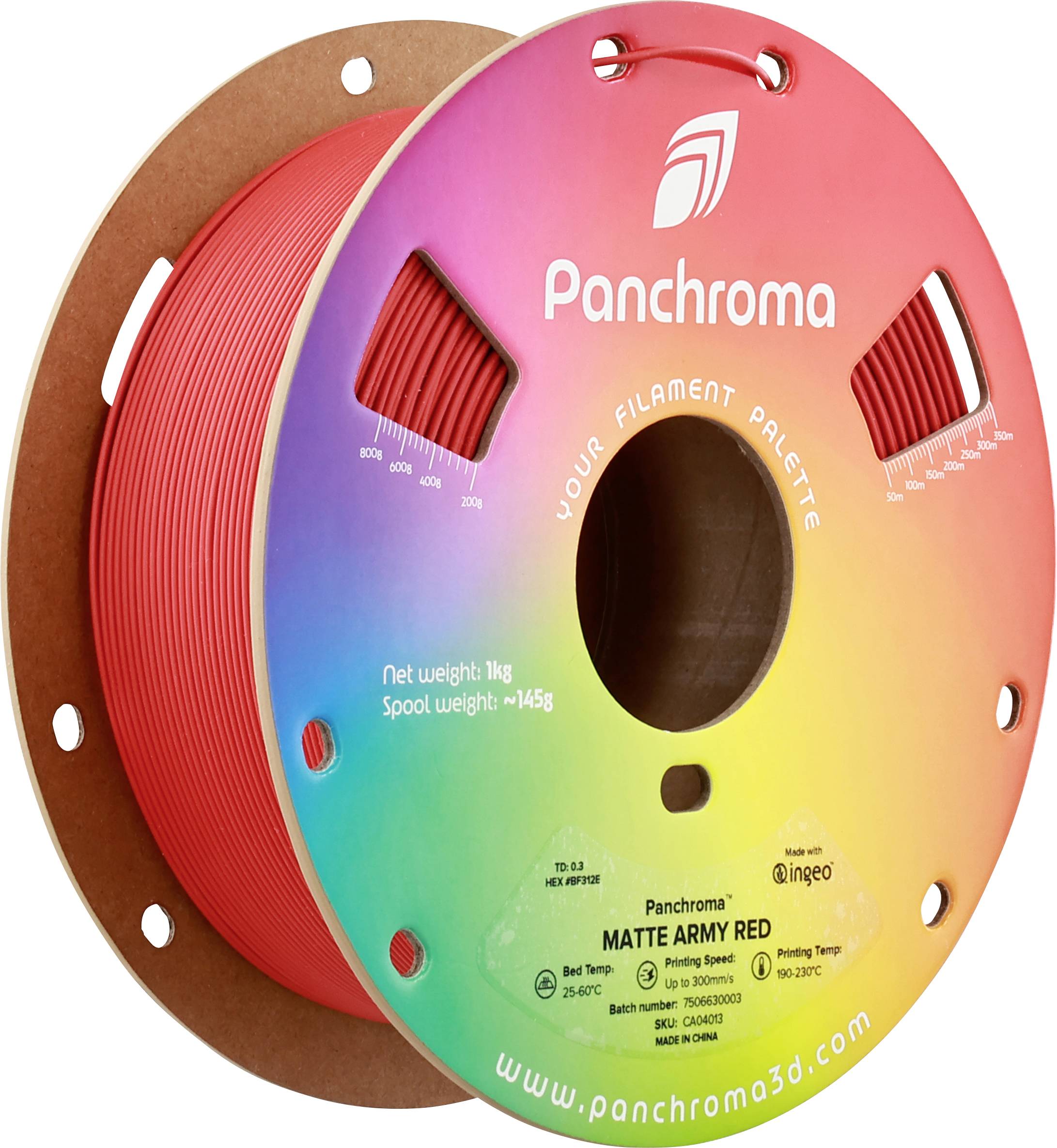 Polymaker CA04013 Panchroma™ Matte Filament PLA kunststof Mat, Gering kunststofgehalte 1.75 mm 1000 g Army Red, Rood 1 stuk(s)