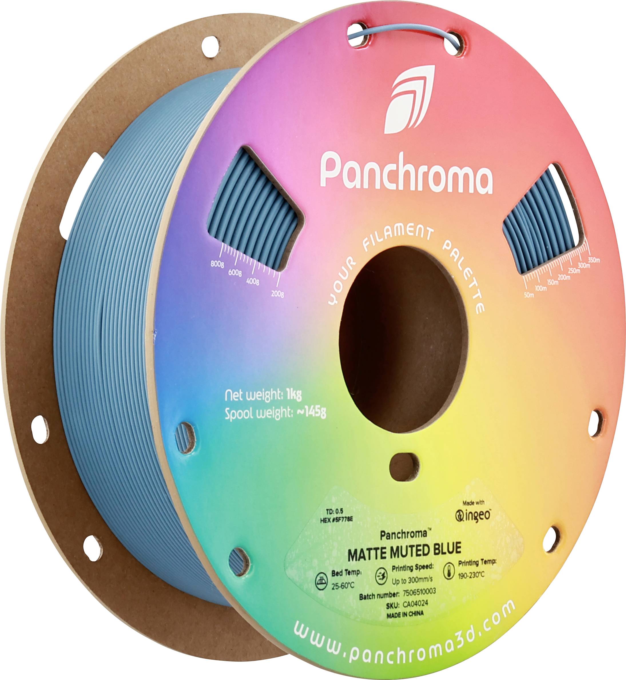 Polymaker CA04024 Panchroma™ Matte Filament PLA kunststof Mat, Gering kunststofgehalte 1.75 mm 1000 g Muted Blue, Blauw 1 stuk(s)