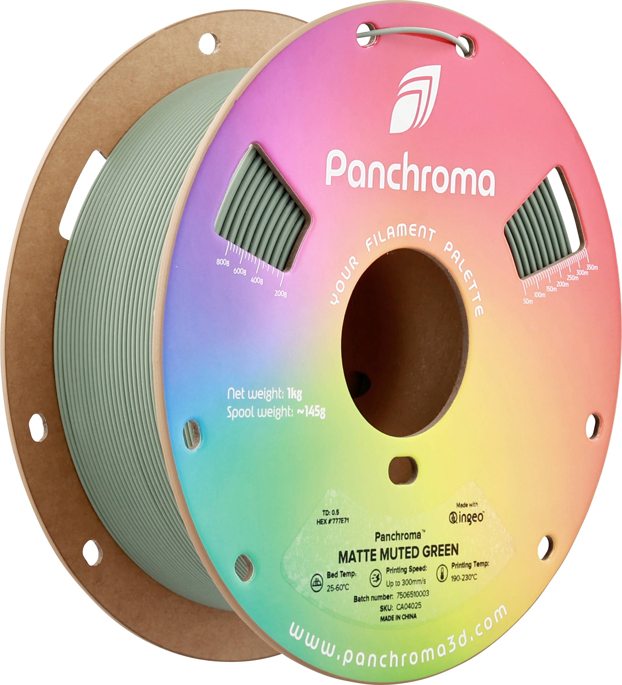 Polymaker CA04025 Panchroma™ Matte Filament PLA kunststof Mat, Gering kunststofgehalte 1.75 mm 1000 g Muted Green, Groen 1 stuk(s)
