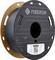 Spule aus 3D-Drucker-Filament von Fiberon, dunkelgraue Farbe, Etikett mit QR-Code und technischen Daten.
