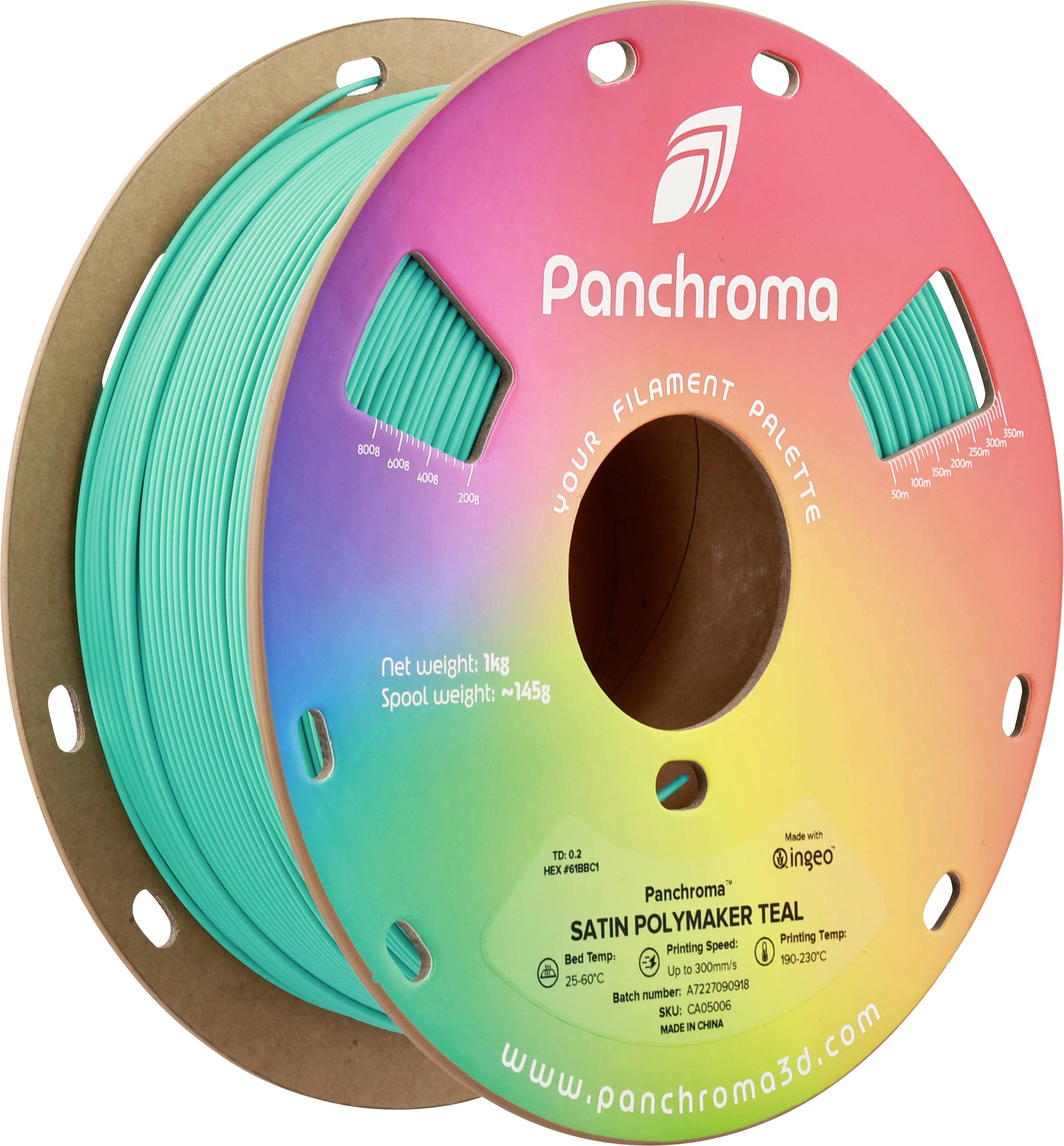 Polymaker CA05006 Panchroma™ Satin Filament PLA kunststof Gesatineerd, Hoge stijfheid 1.75 mm 1000 g  Teal, Blauw-groen 1 stuk(s)
