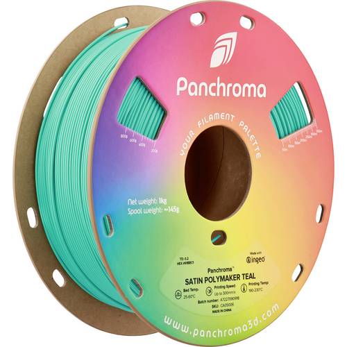Polymaker CA05006 Panchroma™ Satin Filament PLA Satiniert, hohe Steifigkeit 1.75 mm 1000 g Polymaker Teal, Blau-Grün 1 S...