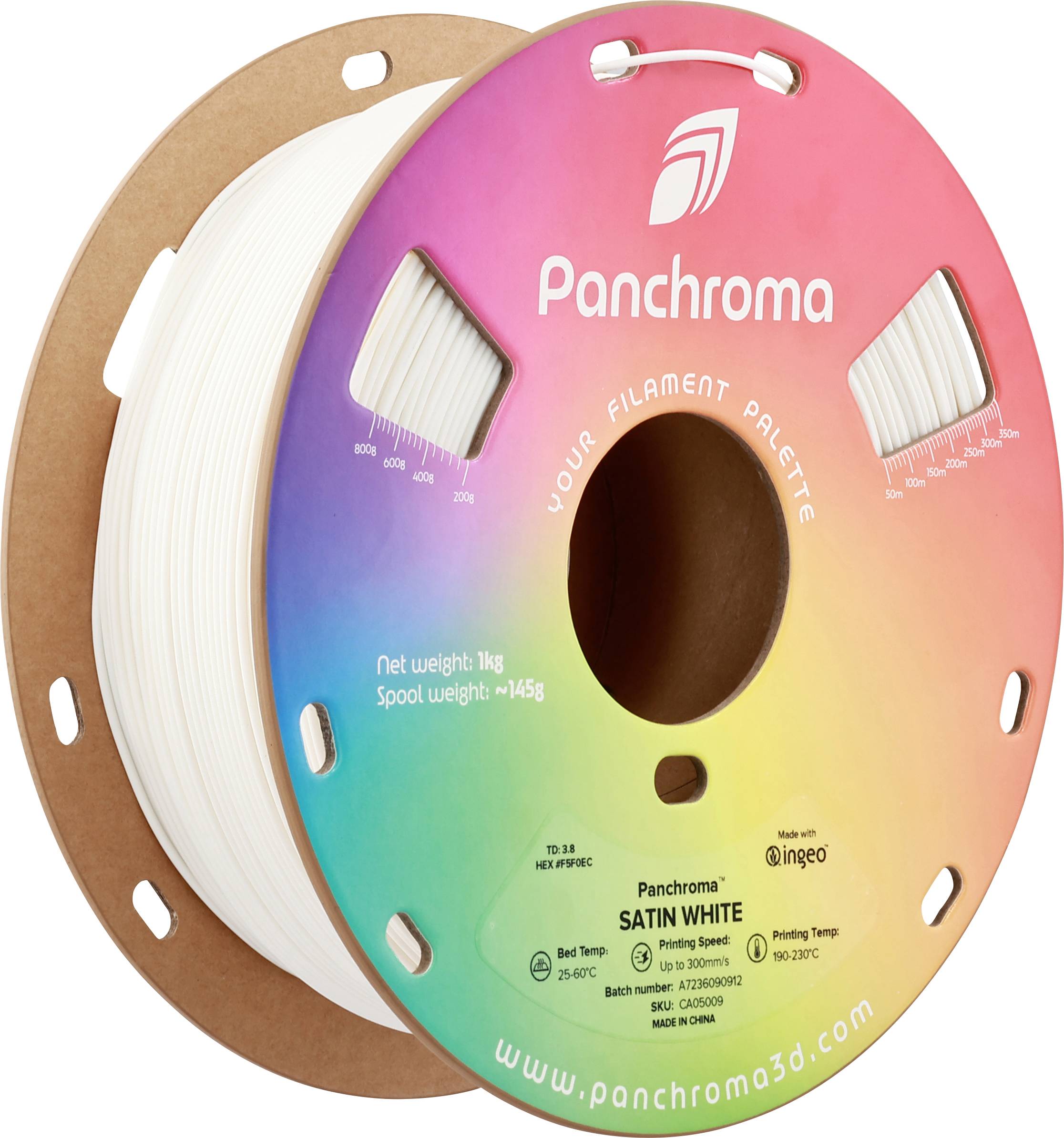 Polymaker CA05009 Panchroma™ Satin Filament PLA kunststof Gesatineerd, Hoge stijfheid 1.75 mm 1000 g Wit 1 stuk(s)