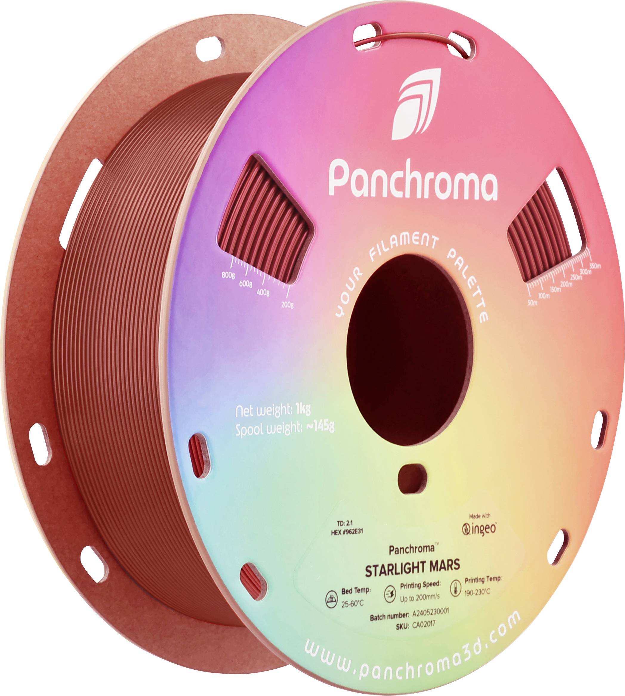 Polymaker CA02017 Panchroma™ Starlight Filament PLA kunststof Meerkleurig, Kleurverandering 1.75 mm 1000 g Starlight Mars, Rood 1 stuk(s)