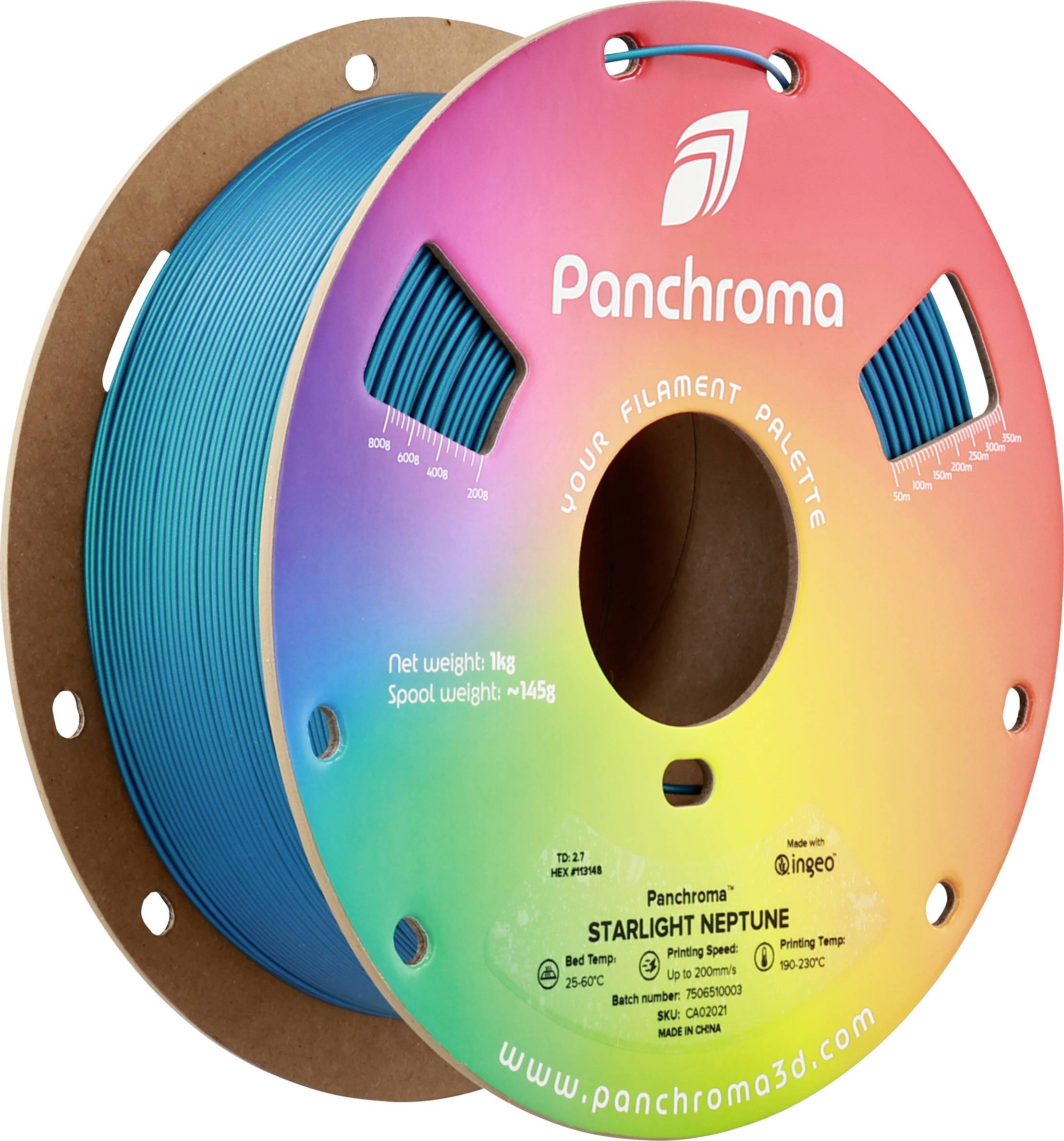Polymaker CA02021 Panchroma™ Starlight Filament PLA kunststof Meerkleurig, Kleurverandering 1.75 mm 1000 g Starlight Neptune, Blauw 1 stuk(s)