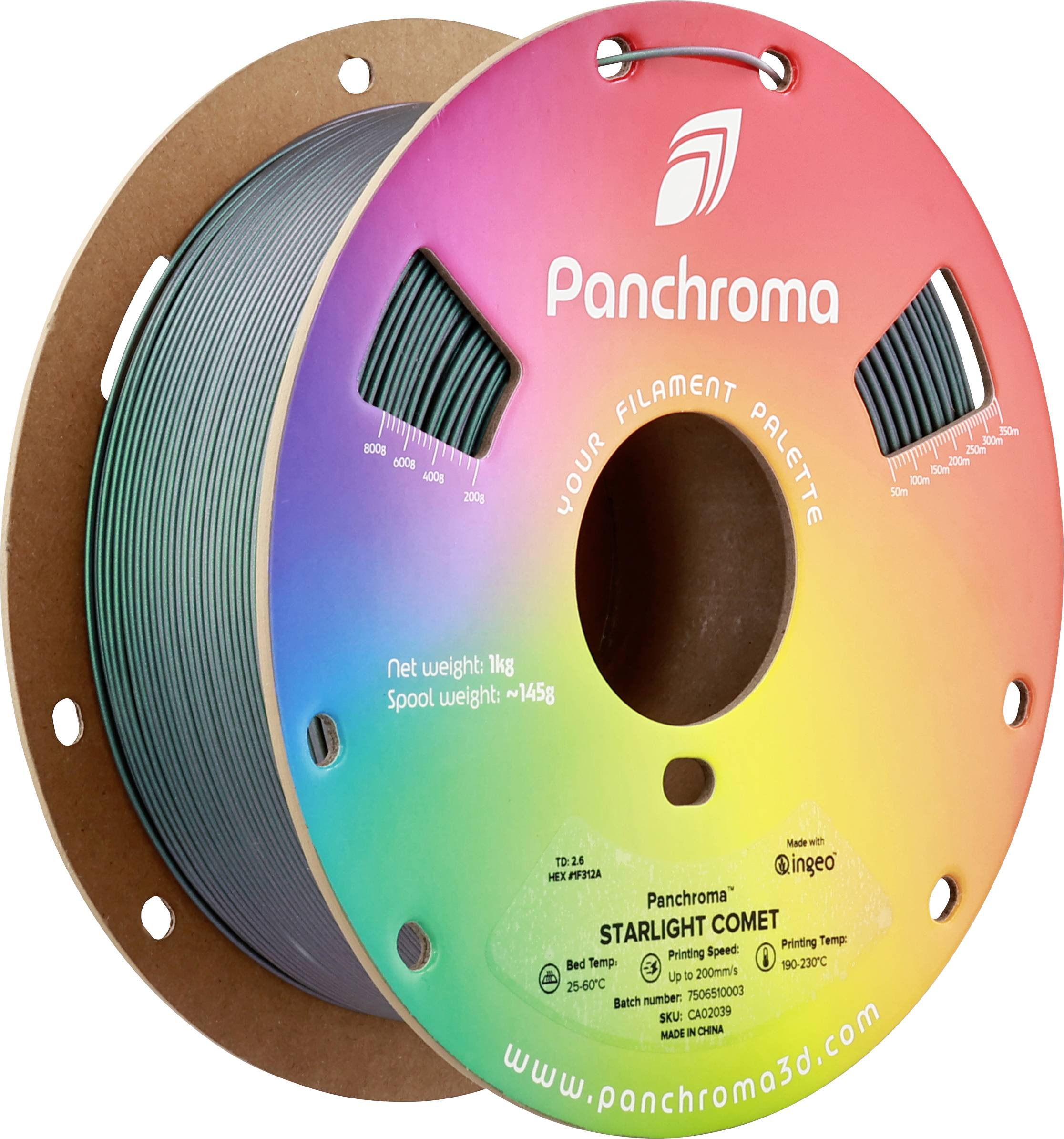 Polymaker CA02039 Panchroma™ Starlight Filament PLA Mehrfarbig, Farbwechsel 1.75 mm 1000 g Starlight Comet, Grün 1 St.