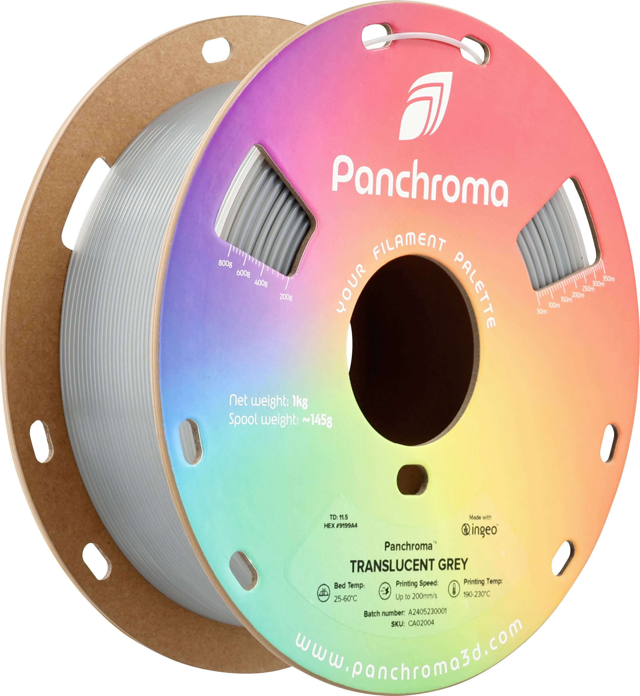 Polymaker CA02004 Panchroma™ Translucent Filament PLA kunststof 1.75 mm 1000 g Doorschijnend, Grijs 1 stuk(s)