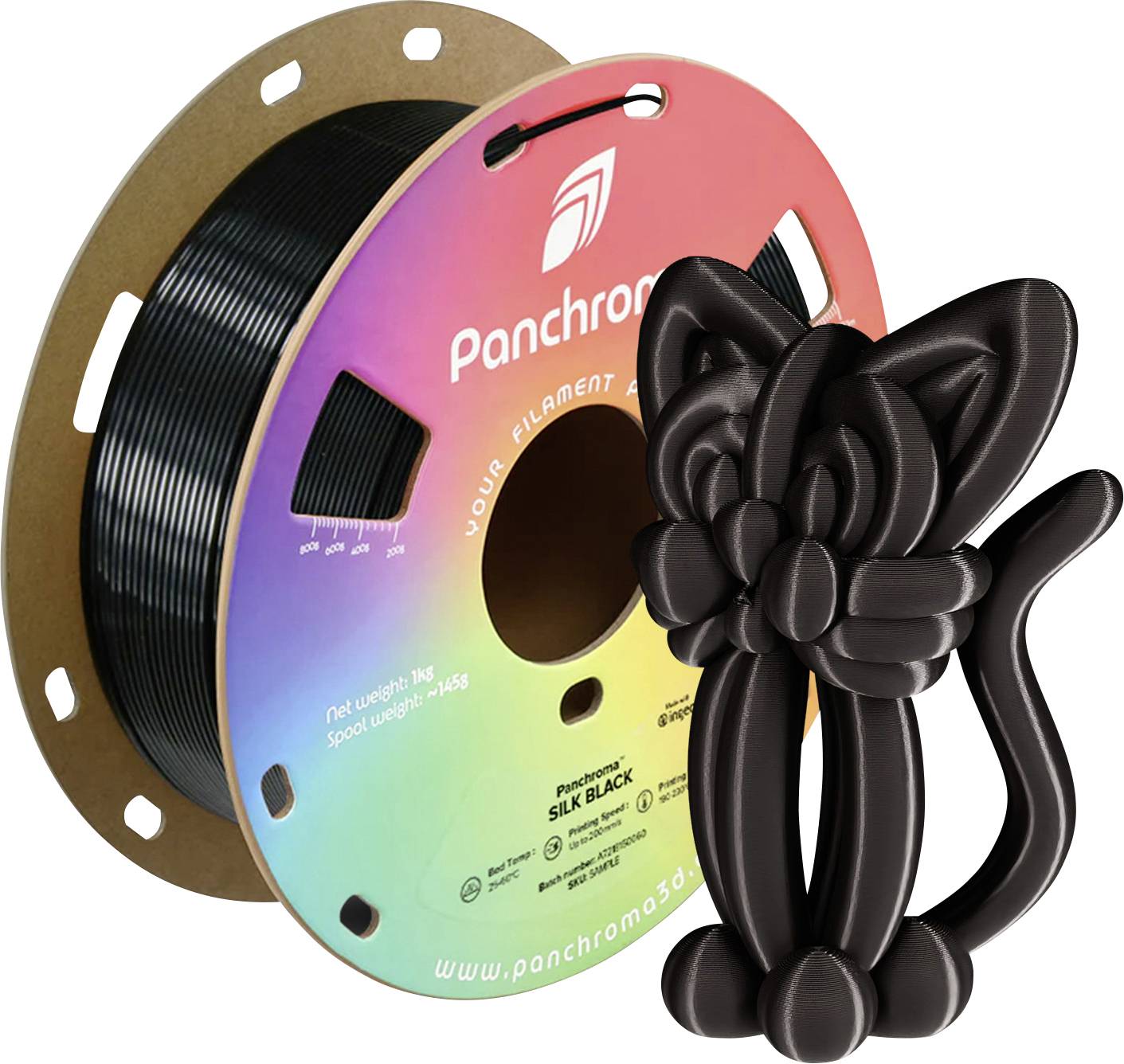 Polymaker CA03001 Panchroma™ Silk Filament PLA Seidig glänzend 1.75 mm 1000 g Schwarz 1 St.