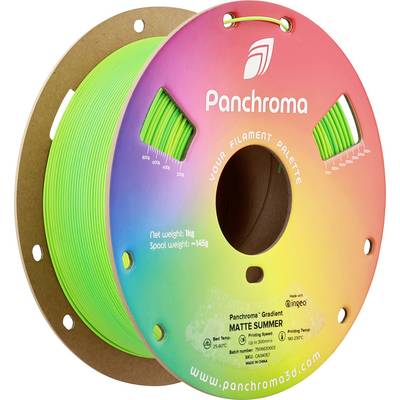 3D-Drucker-Filamentrolle 'Panchroma' in leuchtendem Grün auf einem Kartonspender. Gewicht: 1 kg, Typ: Matte Summer.