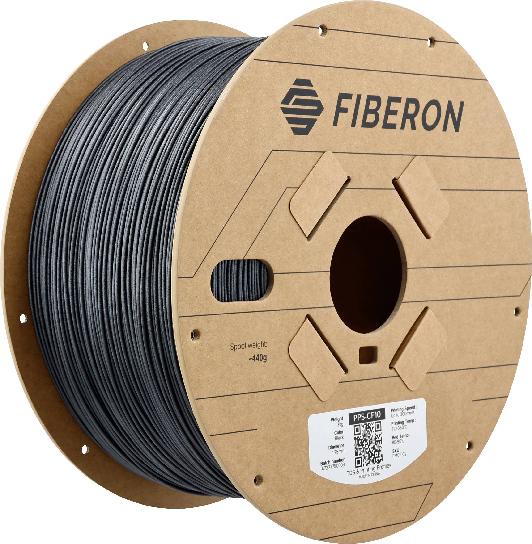 Polymaker FM01002 Fiberon™ PPS-CF10 Filament PPS-CF Koolstofvezelversterkt, Chemisch bestendig, Hittebestendig, Kruipsterkte, Vlamvertragend, Hoge stijfheid