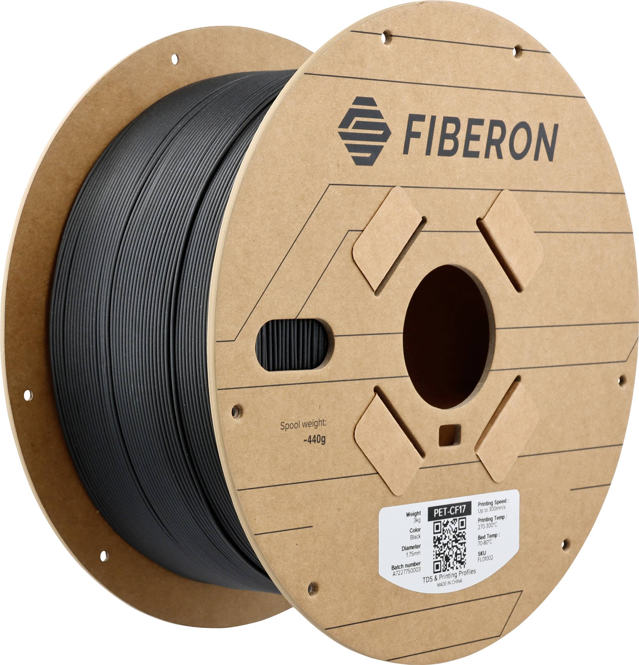 Polymaker FL01002 Fiberon™ PET-CF17 Filament PETG-rCF Koolstofvezelversterkt, Hoge stijfheid, Kruipsterkte 1.75 mm 3000 g Zwart 1 stuk(s)