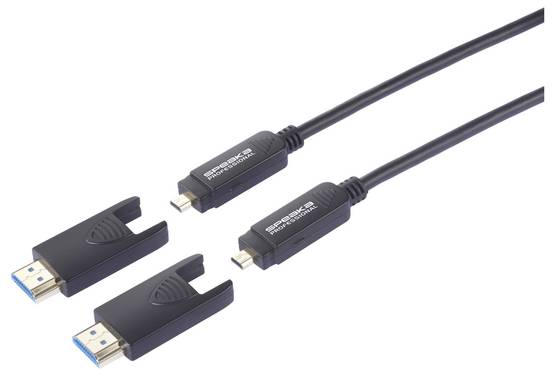 SpeaKa Professional Glasfaser / HDMI Anschlusskabel HDMI-A Stecker, HDMI-Micro-D Stecker, HDMI-A Stecker, HDMI-Micro-D Stecker 10.00 m Schwarz SP-13597804 8K UHD HDMI-Kabel