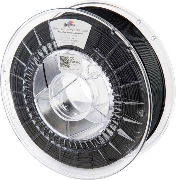 Spectrum Filaments 80741 PA6 Low Warp GF30 Filament PA6-GF Glasfaserverstärkt, hitzebeständig, chemisch beständig, Matt 1.75 mm 1000 g Schwarz  1 St.