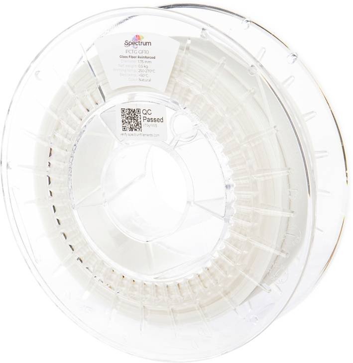 Spectrum Filaments 80728 PCTG GF10 Filament PCTG+GF Glasvezelversterkt, Hoge stijfheid, Hoge treksterkte, Chemisch bestendig 1.75 mm 500 g Naturel 1 stuk(s)