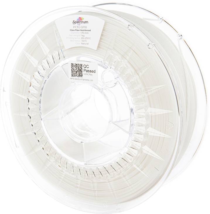 Spectrum Filaments 80718 PCTG GF10 Filament PCTG+GF Glasvezelversterkt, Hoge stijfheid, Hoge treksterkte, Chemisch bestendig 1.75 mm 1000 g Naturel 1 stuk(s)