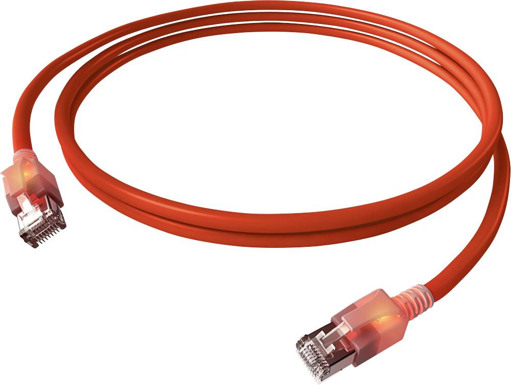 Thumbnail - EasyLan DualBoot LED Patchkabel RJ45 S/FTP Cat.6A (Class EA), mit saCon Stecker, LSOH, rot, 1 m