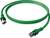 Grünes Ethernet-Kabel mit zwei RJ45-Steckern, verwendet zur Netzwerkverbindung.