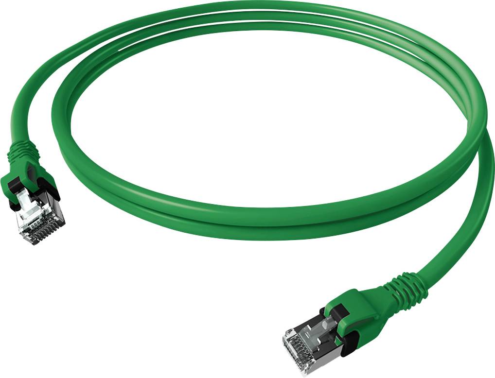Thumbnail - EasyLan DualBoot PushPull IP20 Patchkabel, Cat.6A (Class EA), S/FTP, grün, 1,5 m