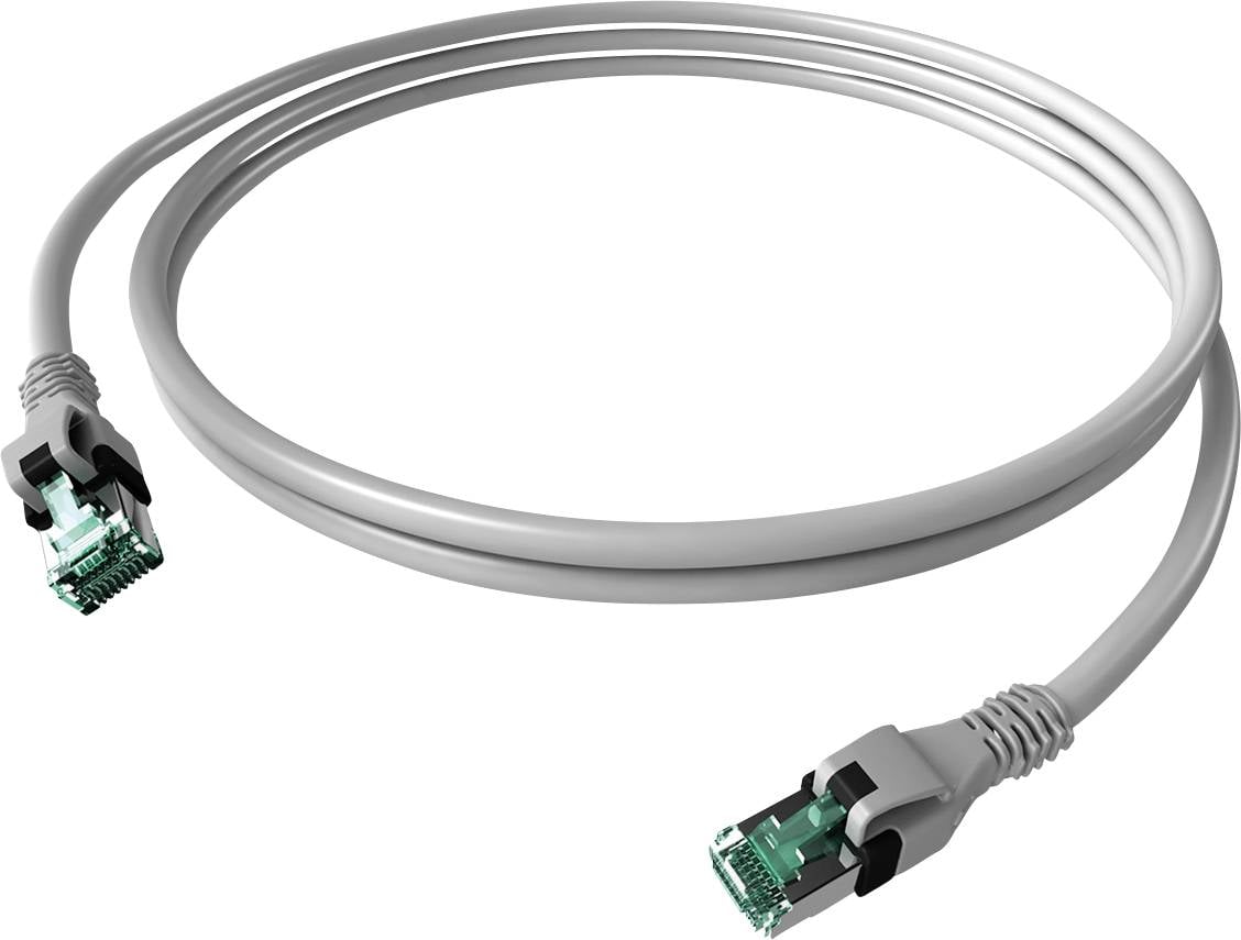 Thumbnail - EasyLan DualBoot PushPull IP20 Patchkabel, Cat.6A (Class EA), S/FTP, grau, 1 m