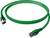 Ein grünes Ethernet-Netzwerkkabel mit zwei RJ-45-Steckern, geeignet für die Verbindung von Computern mit Netzwerken.
